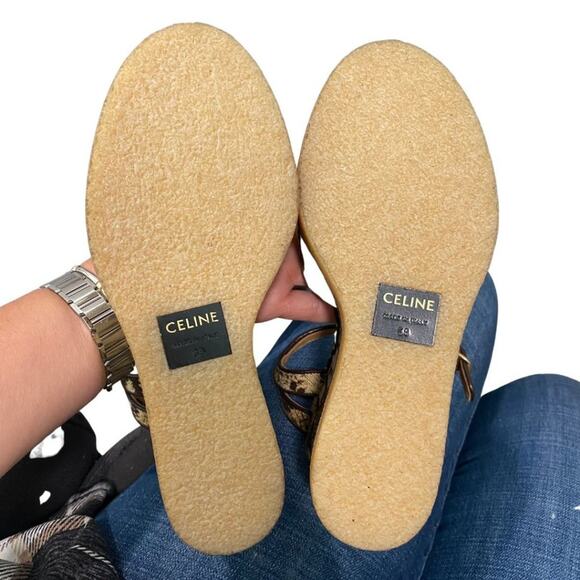 NWB Celine Jacquard Wedge Sandal Brown Python Printed 38 - Picture 4 of 4